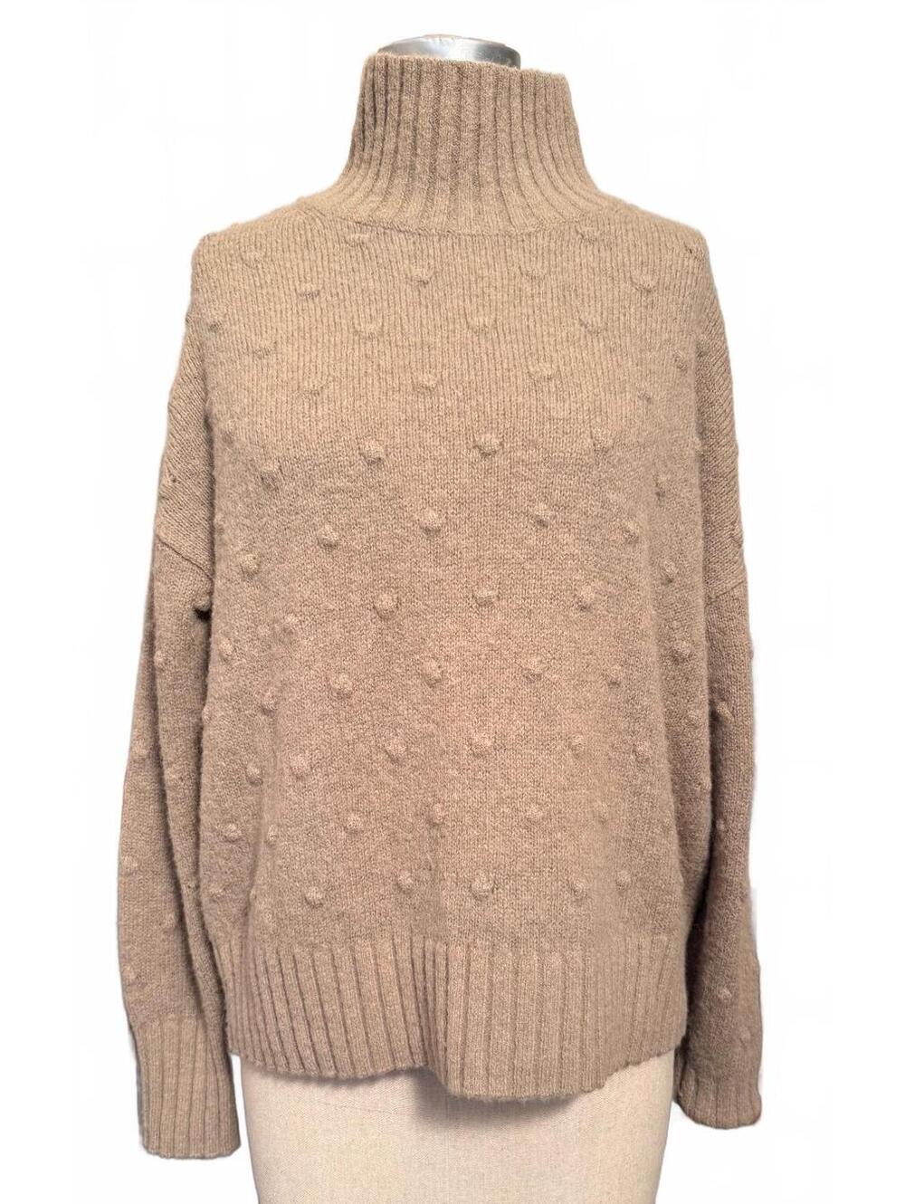 Everlane Alpaca Pom-Pom Turtleneck Sweater Camel Brown S
